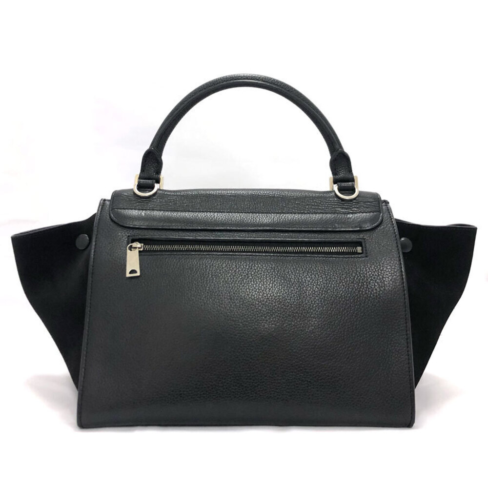 Celine Bag black leather 2way trapeze Shoulder